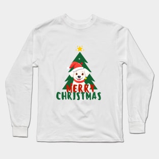 Cute White Dog with Christmas trees Merry Christmas ,brafdesign Long Sleeve T-Shirt